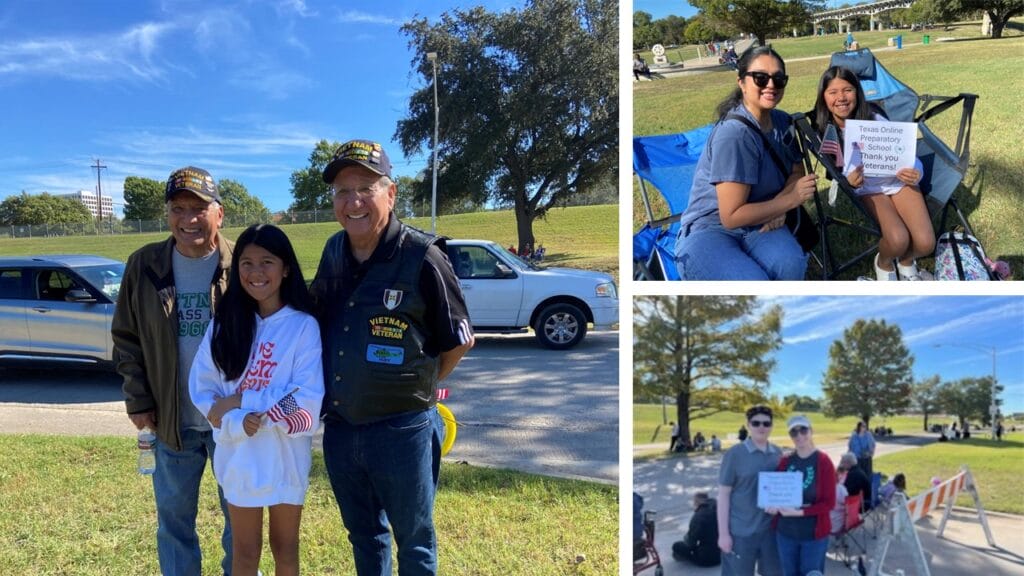 fotos de estudiantes y familiares que asistieron a un acto de agradecimiento a los militares